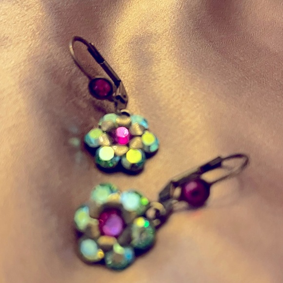 Vintage Michael Negrin drop earrings, Aurora borealis, pristine condition - Picture 1 of 4